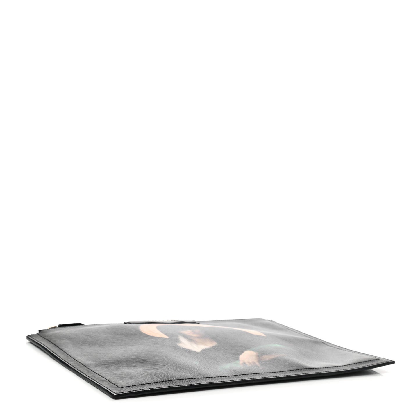 Textured Coated Canvas Pixel Madonna Print Medium Cosmetic Pouch Black
