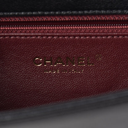 Chanel Shiny Sheepskin Chevron Quilted Mini Collar and Tie Flap Black 6 of 10