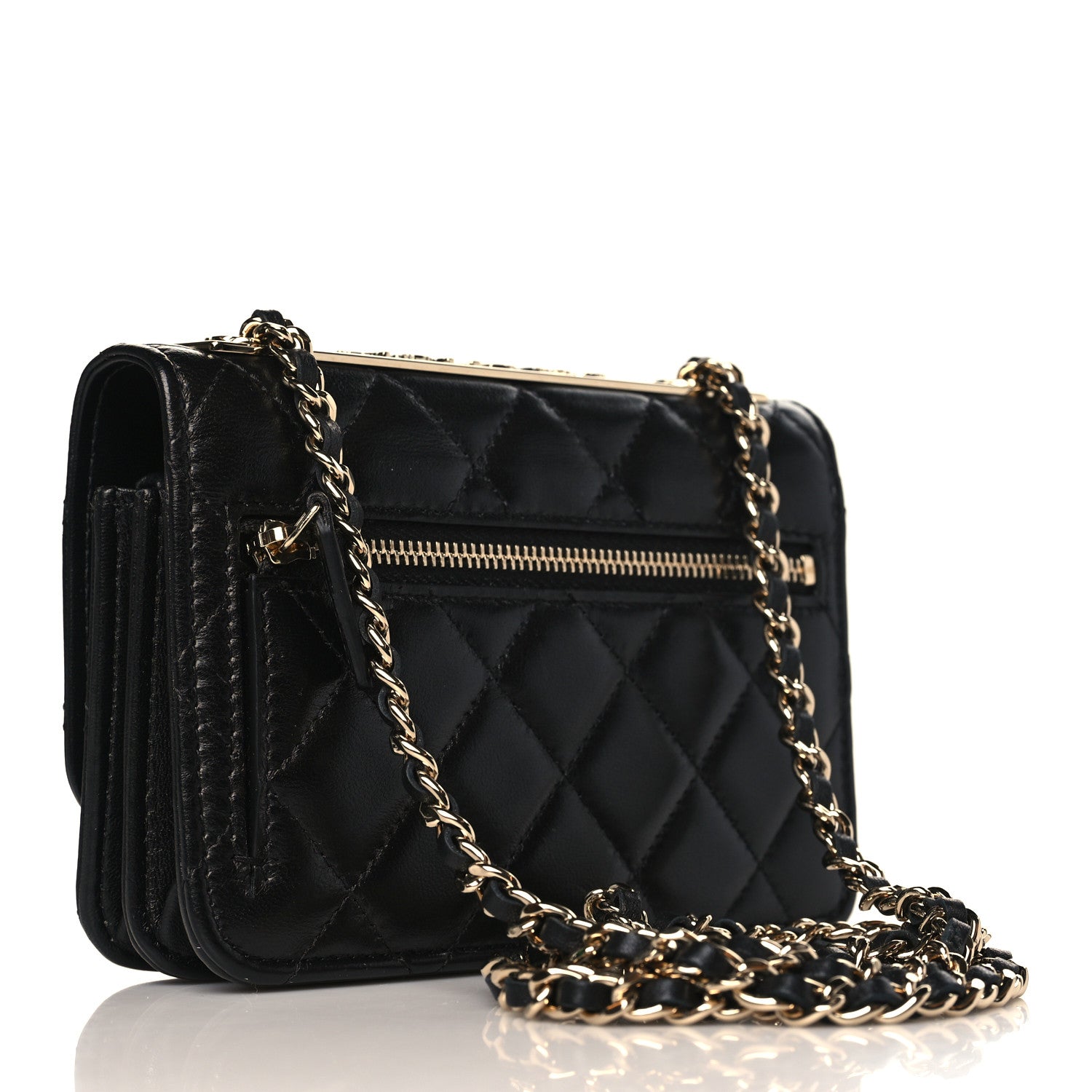 Chanel Lambskin Quilted Mini Trendy CC Wallet On Chain WOC Black 2 of 8