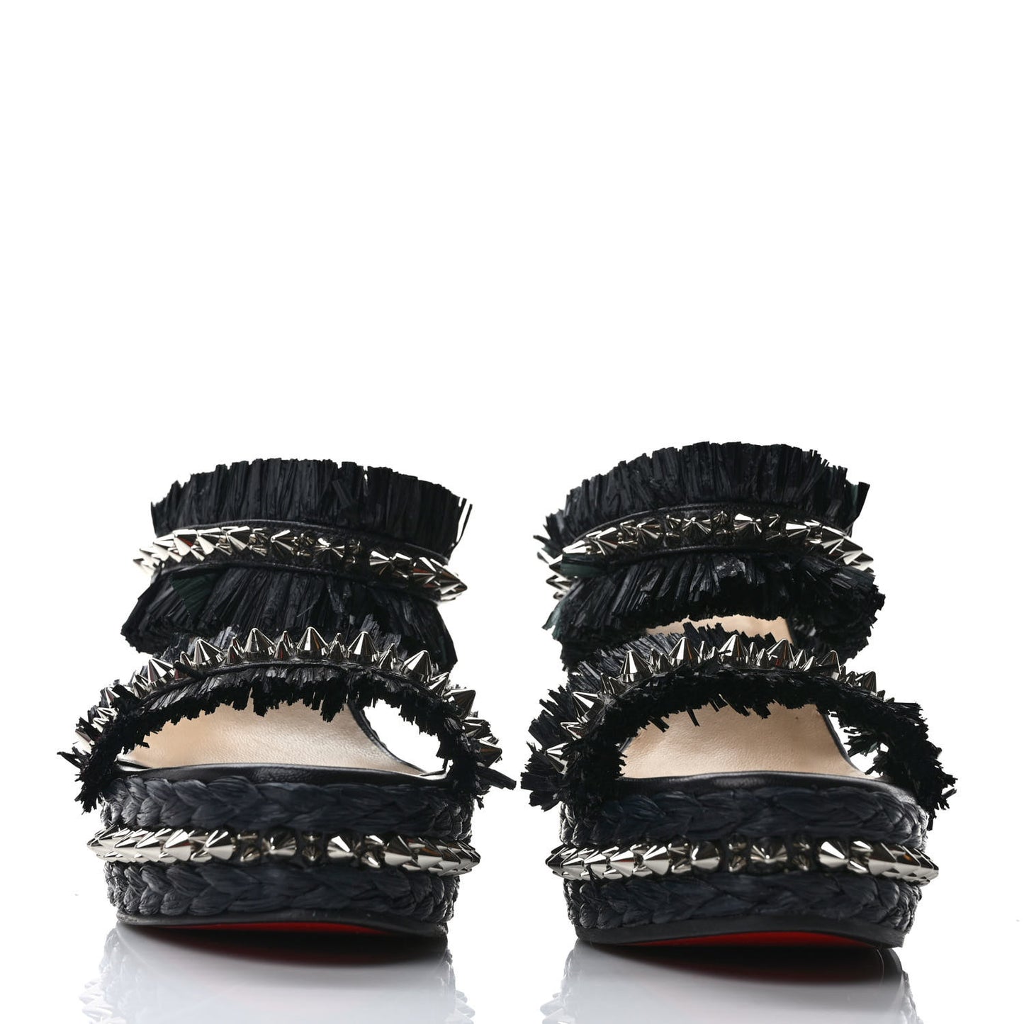 Voltinoudou 110mm Tie Cruise Raffia Spike Wedge 39 Black