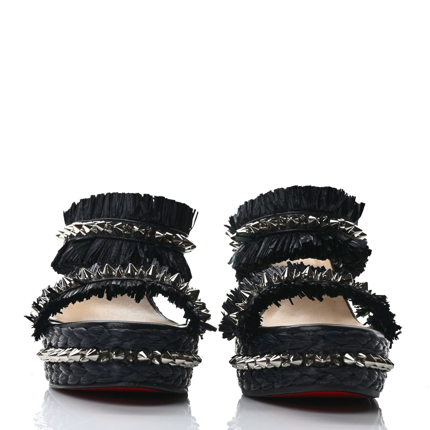 Christian Louboutin Voltinoudou 110mm Tie Cruise Raffia Spike Wedge 39 Black 2 of 7