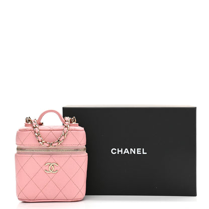 Chanel Caviar Quilted Small Handle With Care Vanity Case With Chain Pink 13 of 13