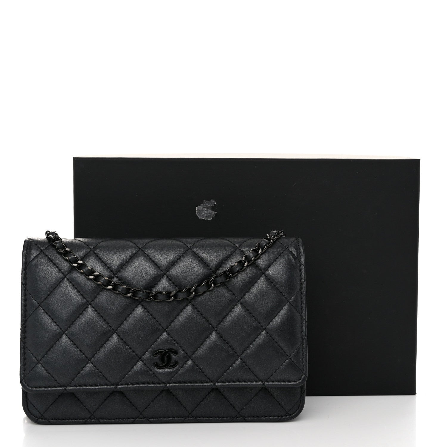 Chanel Lambskin Quilted Wallet On Chain WOC So Black 12 of 12