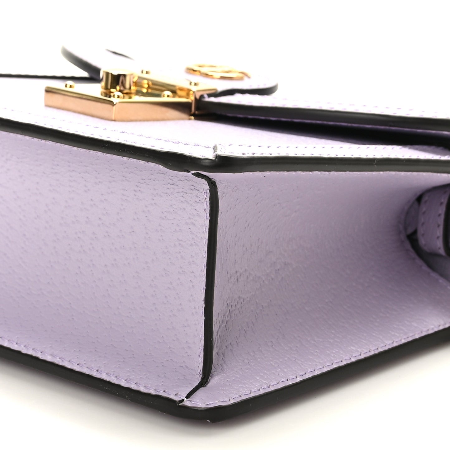 Textured Dollar Calfskin Mini Ophidia Padlock Top Handle Chain Shoulder Bag Lapis