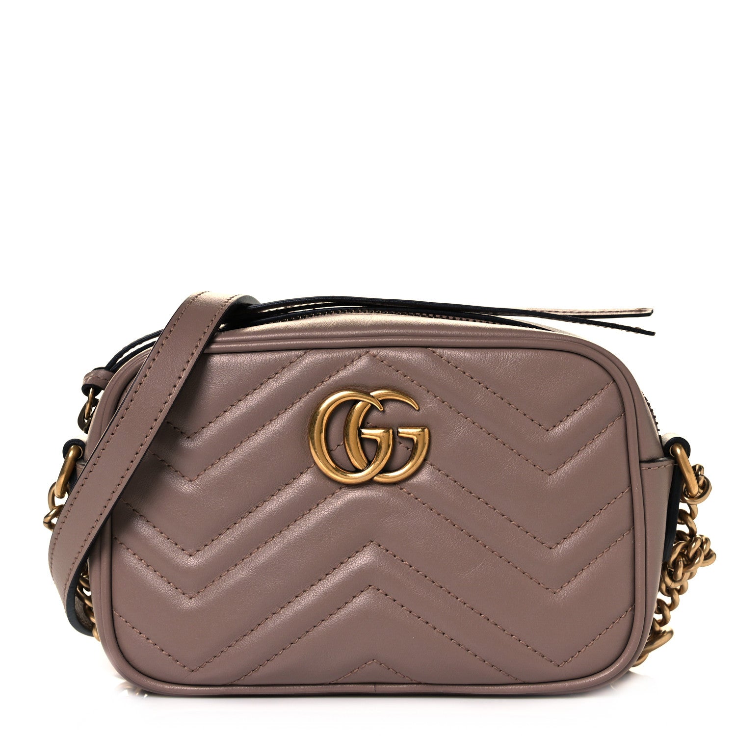 Gucci Calfskin Matelasse Mini GG Marmont Chain Shoulder Bag Porcelain Rose 1 of 8