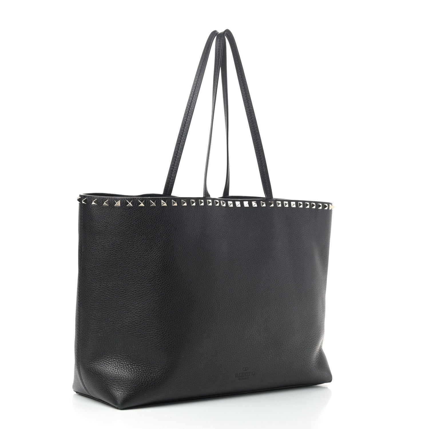 Valentino Garavani Grained Calfskin Rockstud Shoulder Tote Black 2 of 11