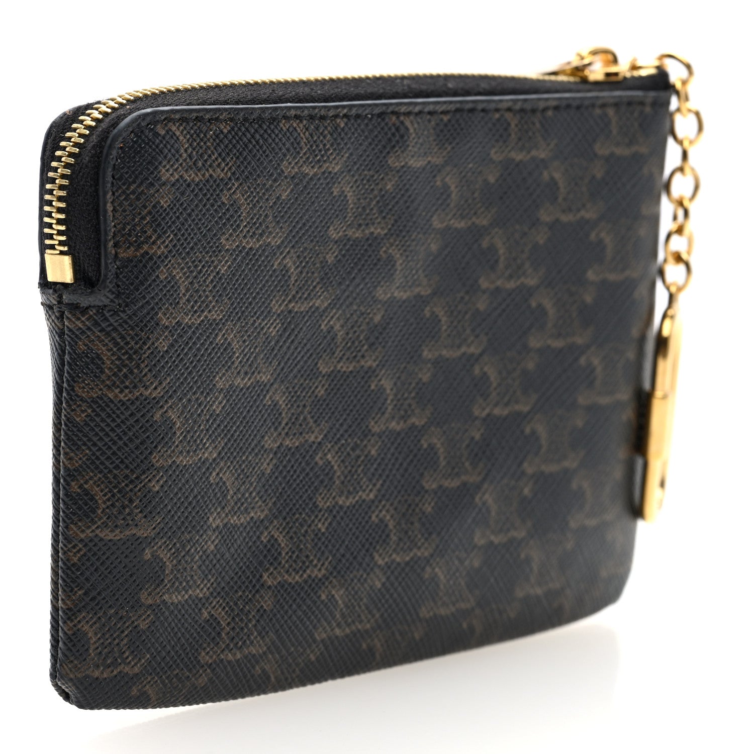 Celine Triomphe Canvas Coin and Card Pouch With Hook Black 3 of 8