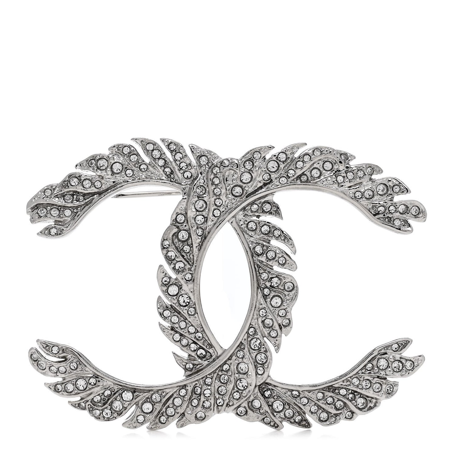 Crystal Large CC Brooch Silver