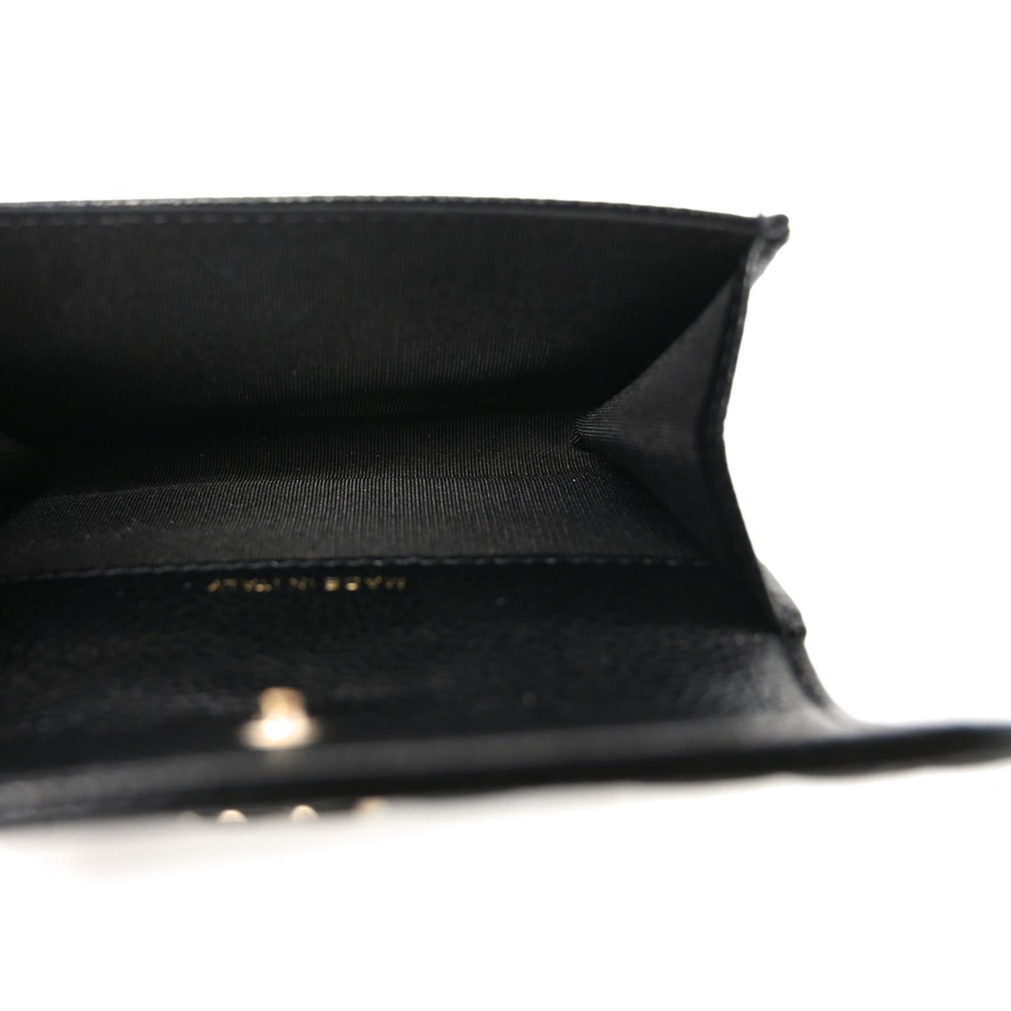 Caviar Camellia Embossed Card Holder Wallet Black
