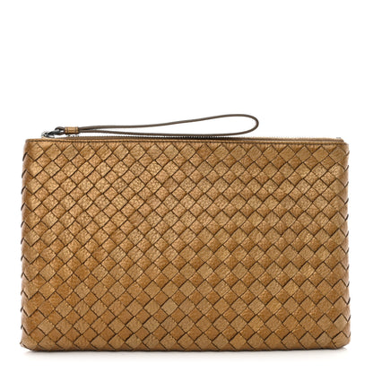 Bottega Veneta Cervo Intrecciato Wristlet Zip Pouch New Bronze 1 of 7