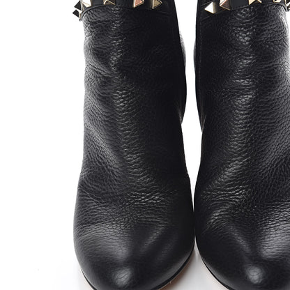 Valentino Garavani Pebbled Calfskin Rockstud Single Buckle 90mm Block Heel Ankle Boots 38 Black 12 of 14