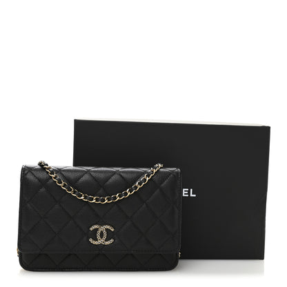 Chanel Caviar Quilted Perforated Metal CC Wallet On Chain WOC Black 13 of 13