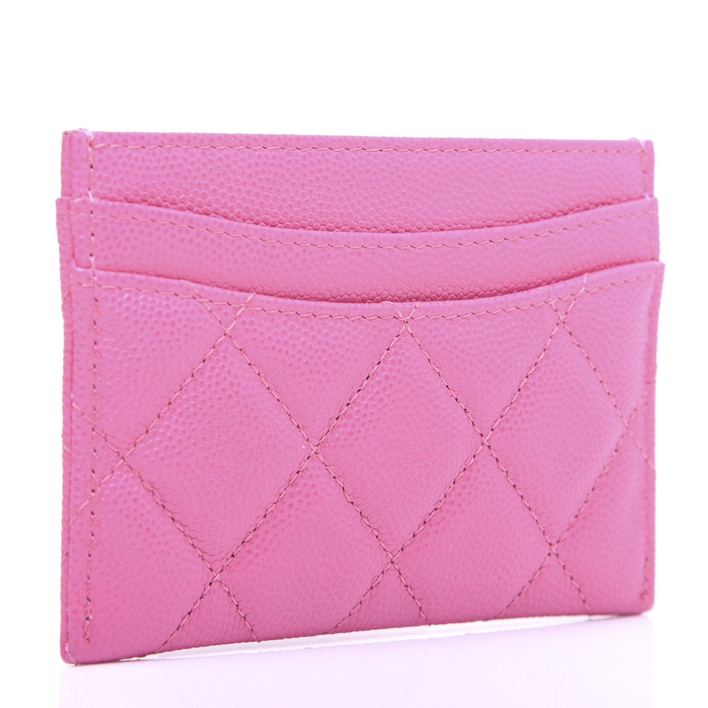 Caviar Quilted Card Holder Pink