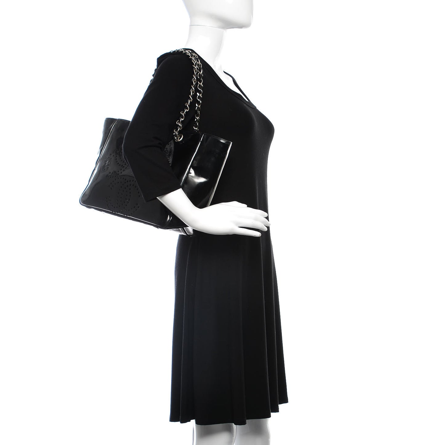 Patent Perforated CC Tote Black