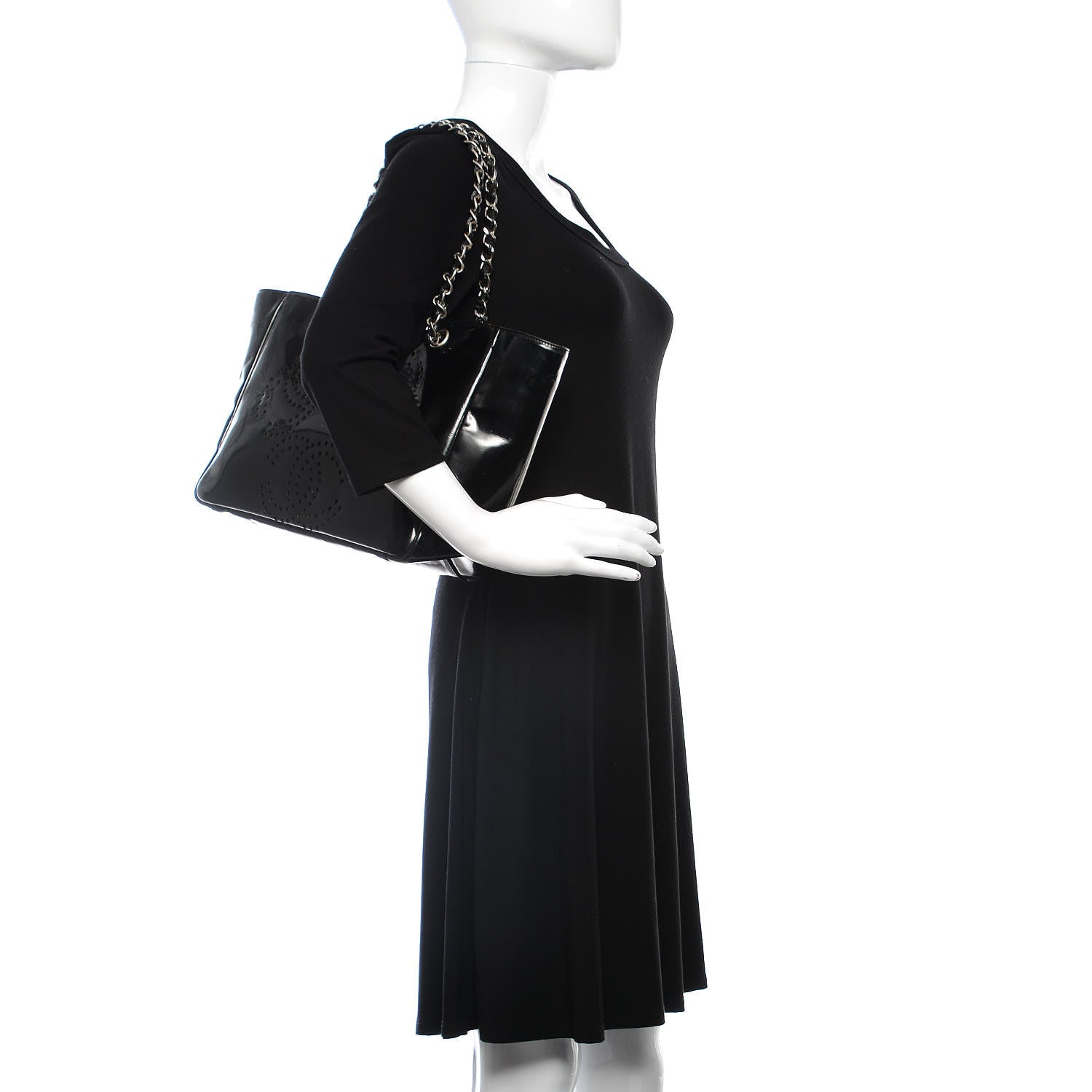 Chanel Patent Perforated CC Tote Black 2 of 13