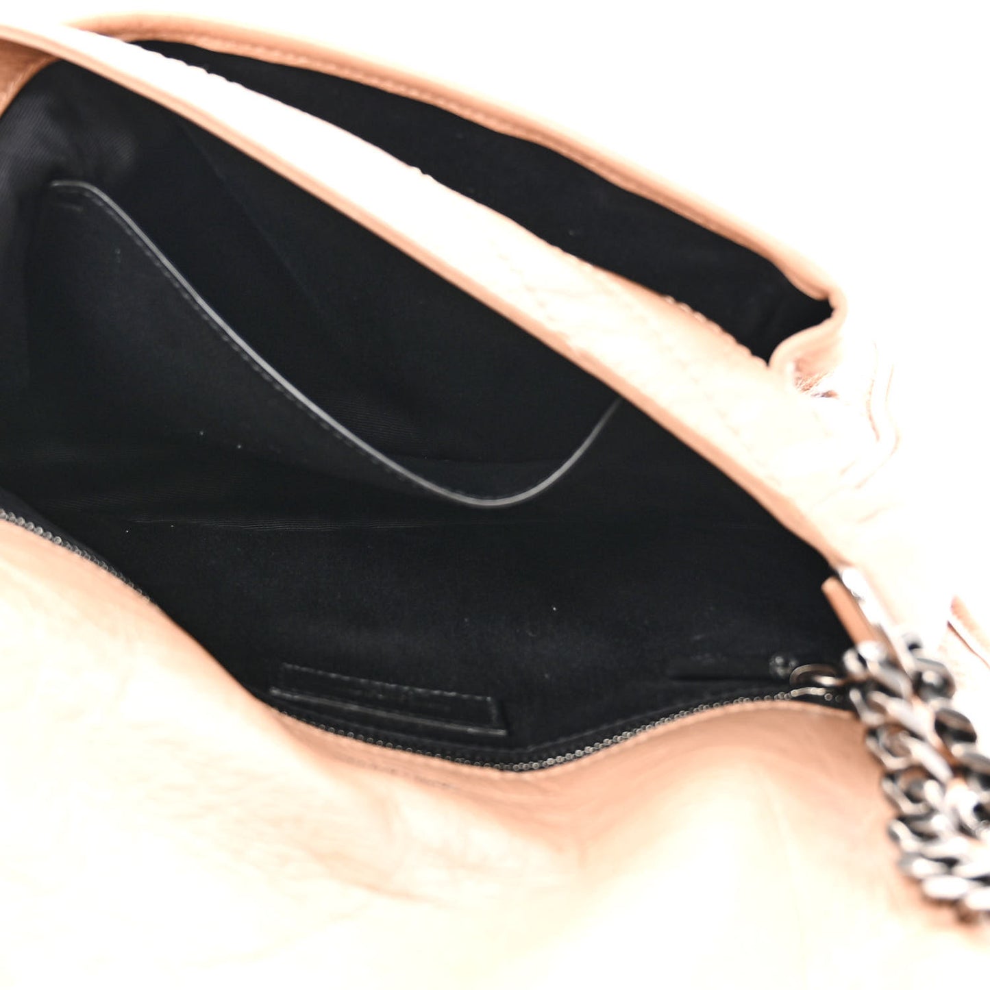 Crinkled Calfskin Matelasse Monogram Medium Niki Chain Satchel Dark Toffee