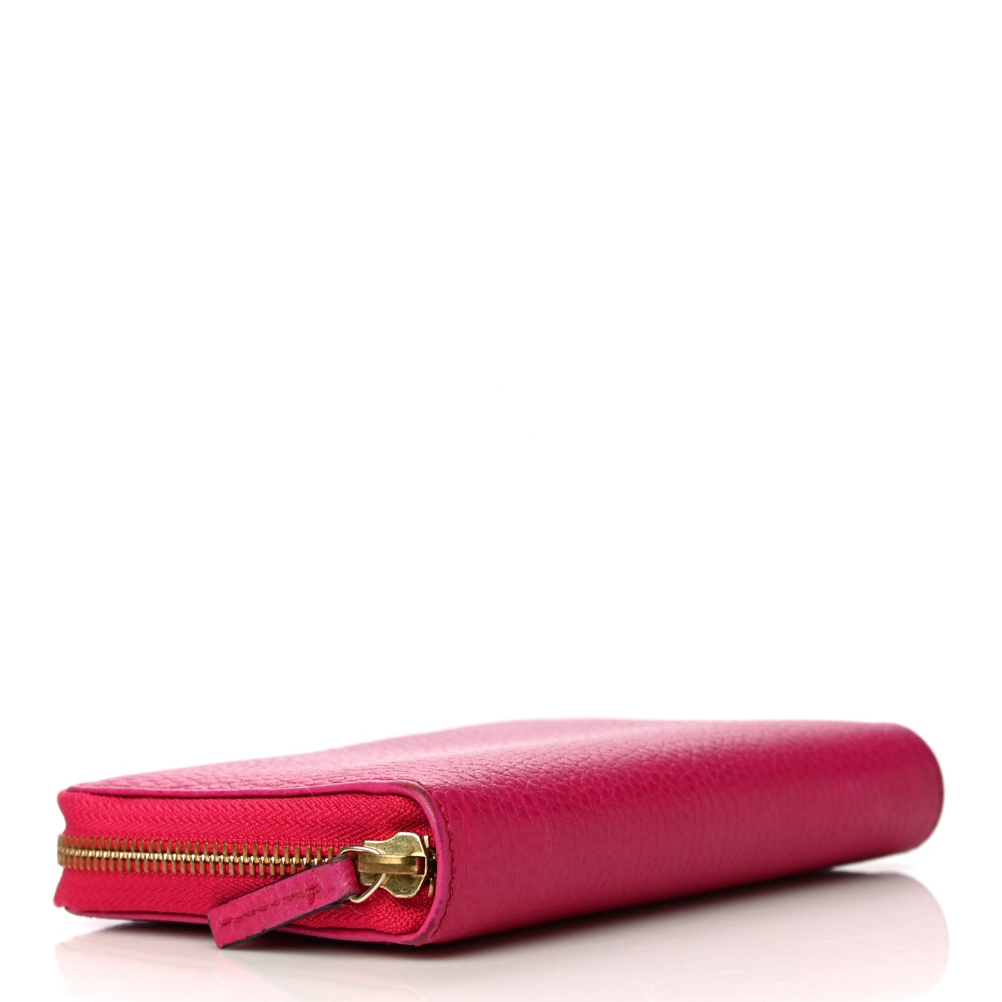 Pebbled Calfskin Zip Around Wallet Pink