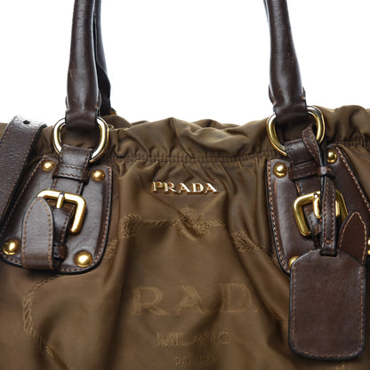 Prada Tessuto Nylon Jacquard Logo Tote Brown 18 of 18