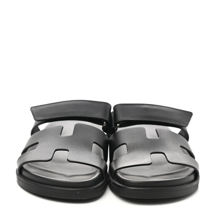 Hermes Calfskin Womens Chypre Sandals 39 Black 2 of 9