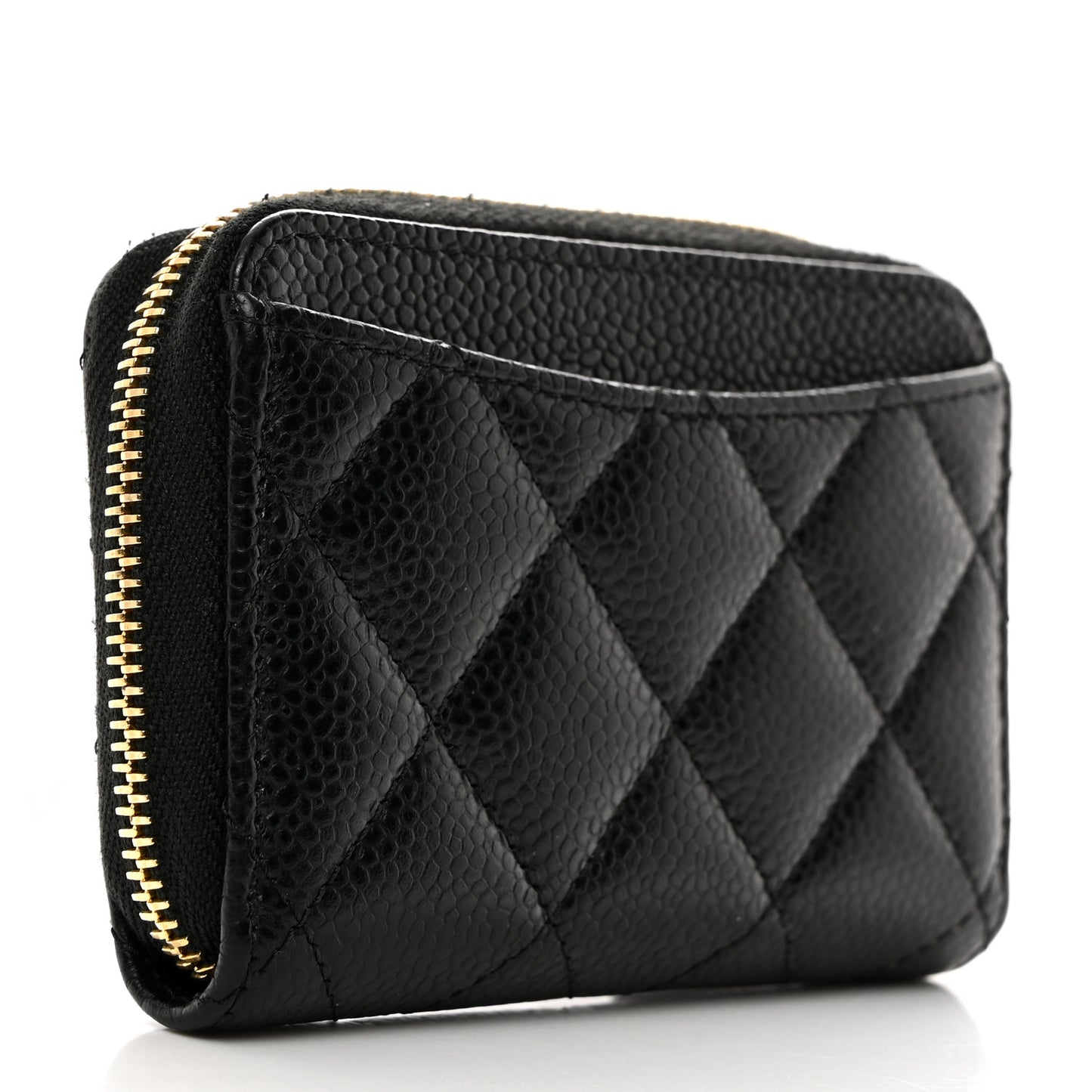 Caviar Quilted Zip Coin Purse Black