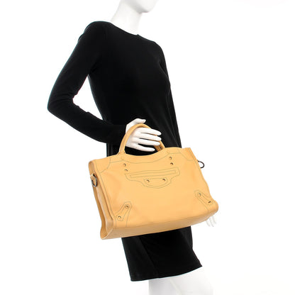 Balenciaga Calfskin Blackout Hardware Perforated City Beige Ocre 3 of 9
