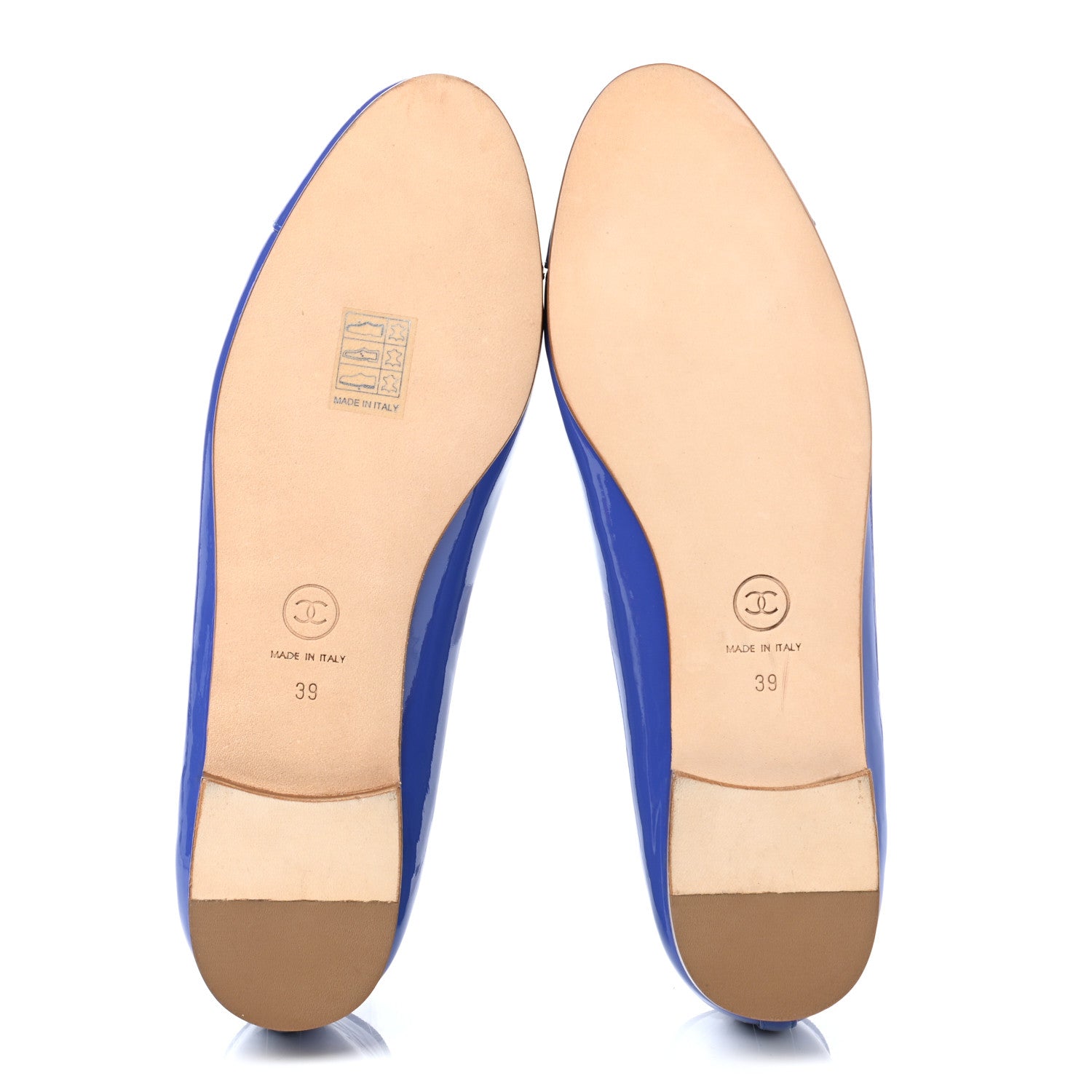 Chanel Patent Calfskin CC Cap Toe Ballerina Flats 39 Blue 5 of 11