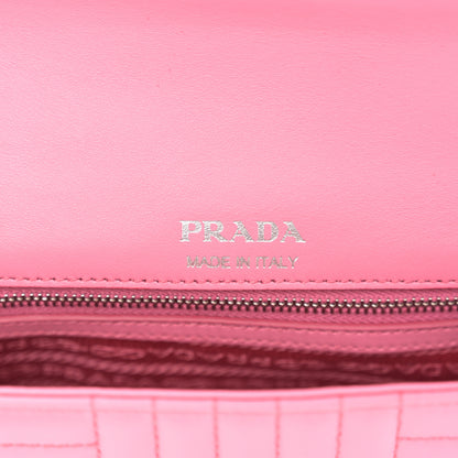 Prada Soft Calfskin Impunture Diagramme Small Chain Flap Shoulder Bag Begonia 6 of 11
