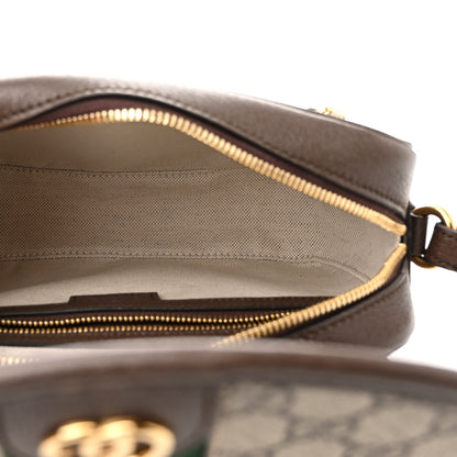 Gucci GG Supreme Monogram Textured Dollar Calfskin Web Studded Mini Ophidia Flap Shoulder Bag Beige Ebony New Acero 5 of 10