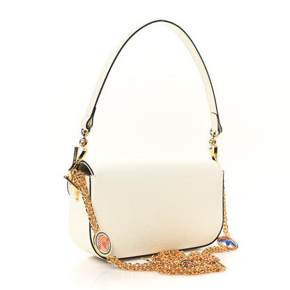 Gucci X ADIDAS Textured Dollar Calfskin Web Small Trefoil Horsebit 1955 Shoulder Bag White 3 of 11