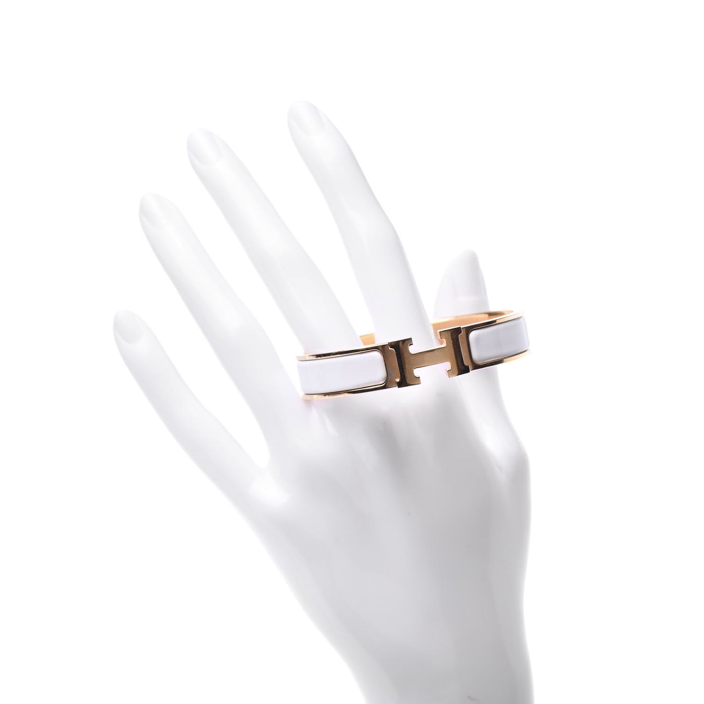 Enamel Narrow Clic Clac H Bracelet PM White