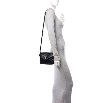 Saint Laurent Calfskin Y Quilted Monogram Toy Loulou Crossbody Bag Black 2 of 12