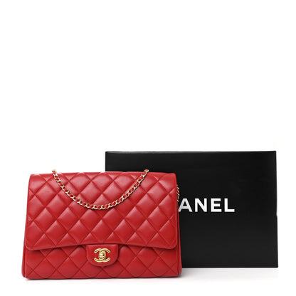 Chanel Lambskin Quilted Clutch With Chain Flap Red 12 of 12