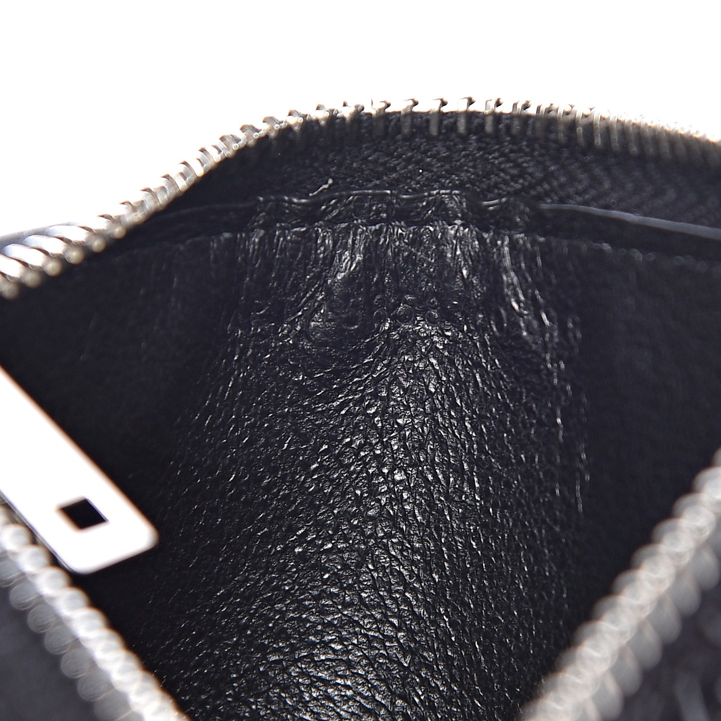Calfskin Crocodile Embossed 5 Fragments Zip Pouch Card Holder Black