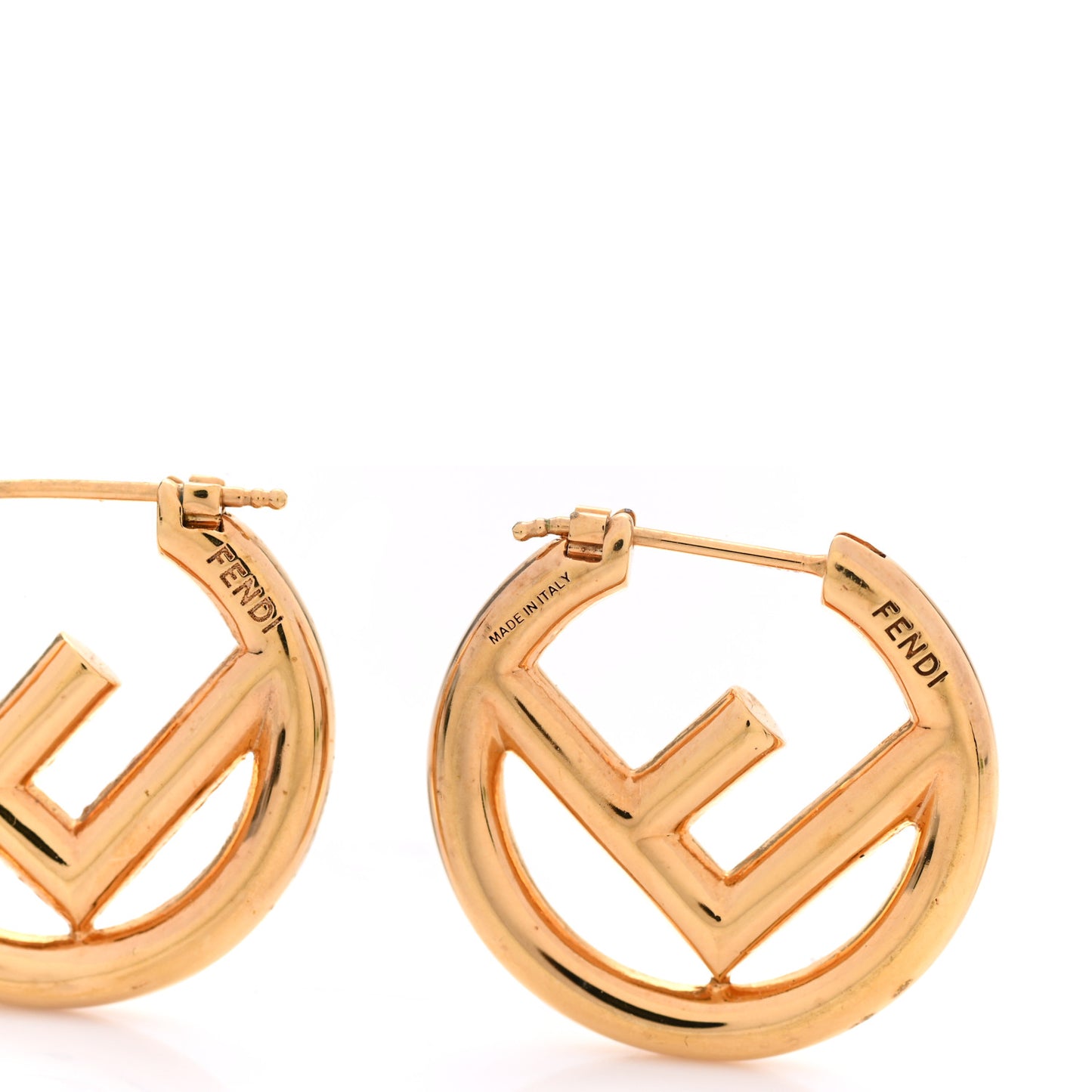 Metal FF Hoop Earrings Gold