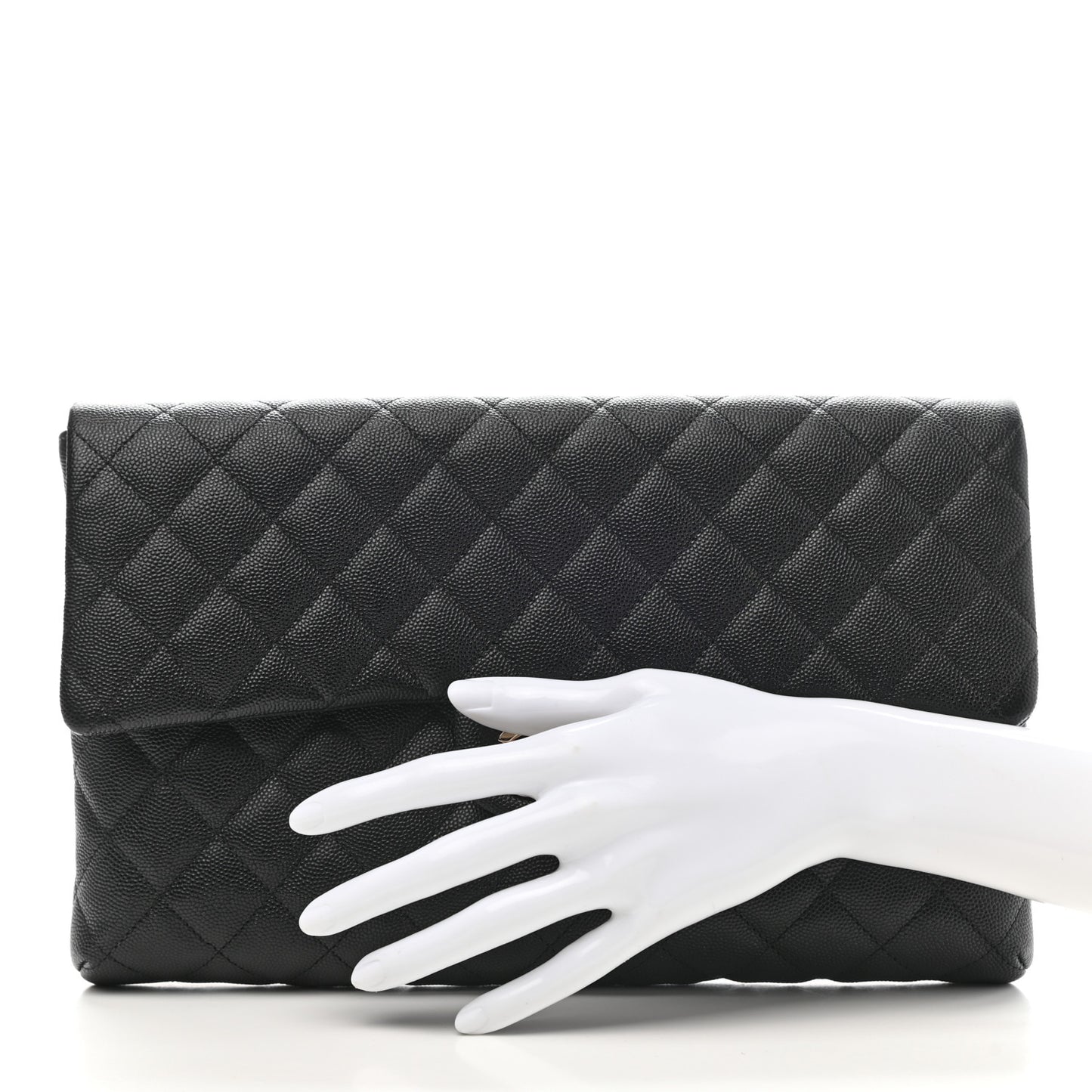 Caviar Quilted Flap Clutch Black