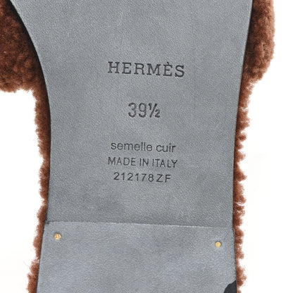 Hermes Woolskin Oran Sandals 39.5 Cognac 7 of 9