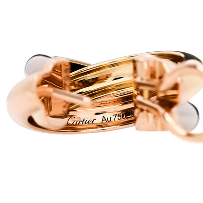 Cartier 18K Pink Yellow White Gold Classic Trinity Hoop Earrings 5 of 6