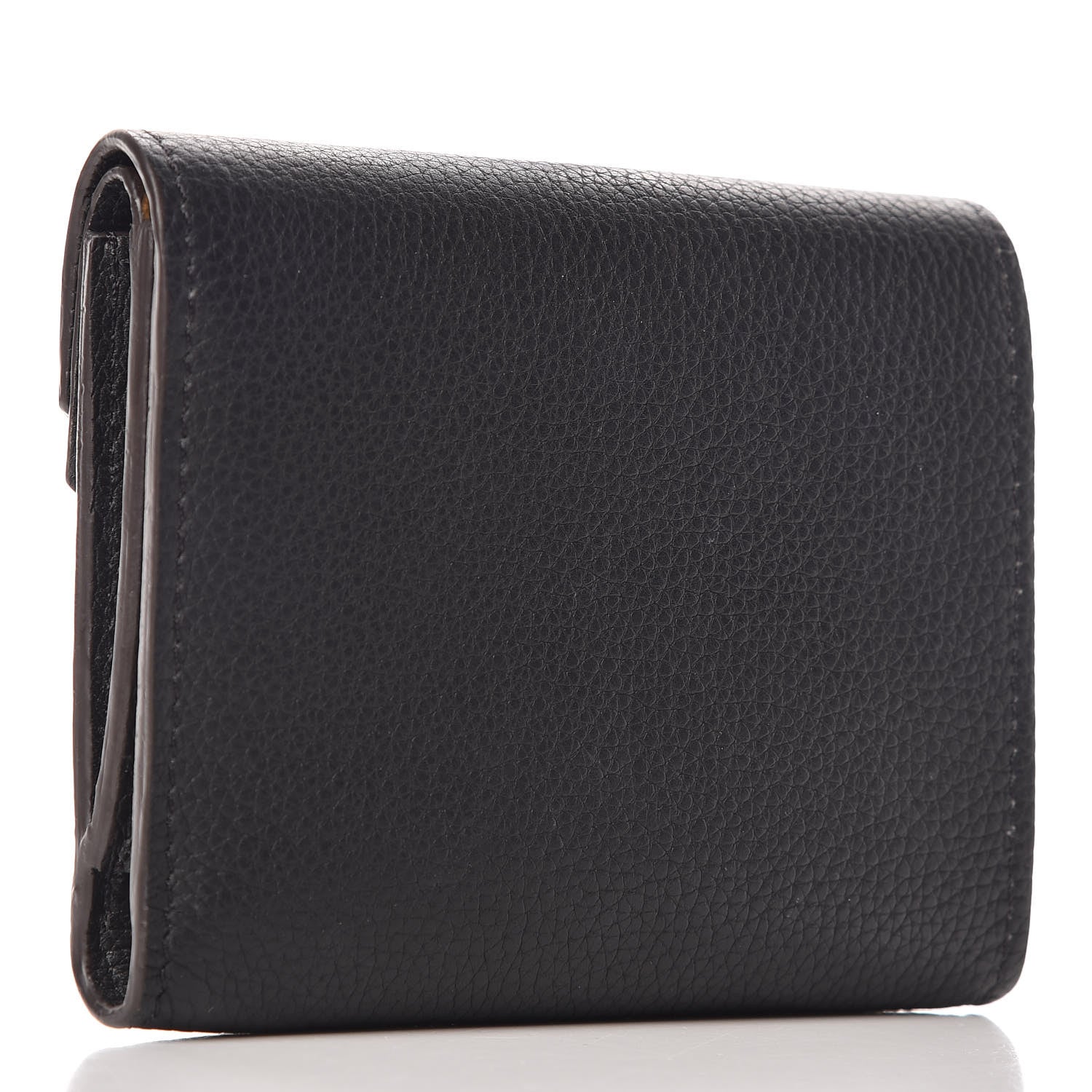 Louis Vuitton Grained Calfskin Monogram Double V Compact Wallet Black 3 of 7