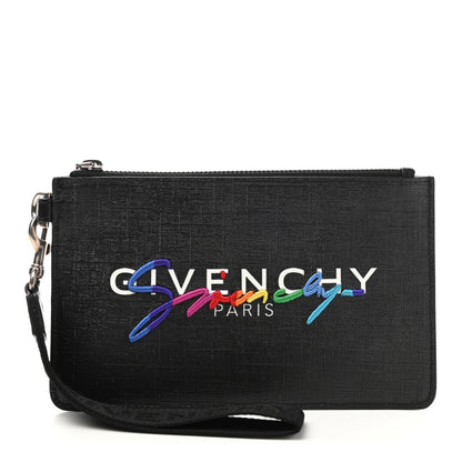Givenchy Coated Canvas Rainbow Logo Zip Pouch Black 1 of 7