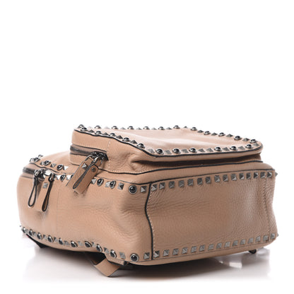 Valentino Garavani VALENTIN Pebbled Calfskin Medium Guitar Strap Rockstud Rolling Backpack Soft Noisette 3 of 9