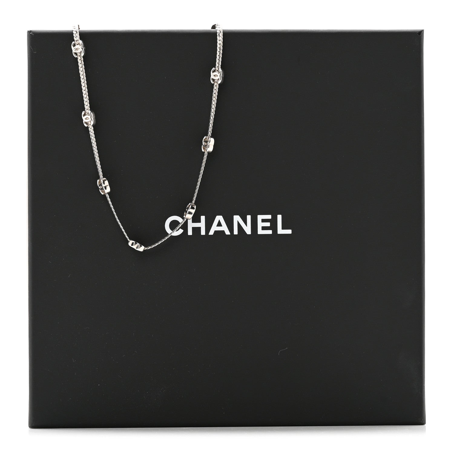 Chanel Metal CC Short Chain Necklace Silver 5 of 5