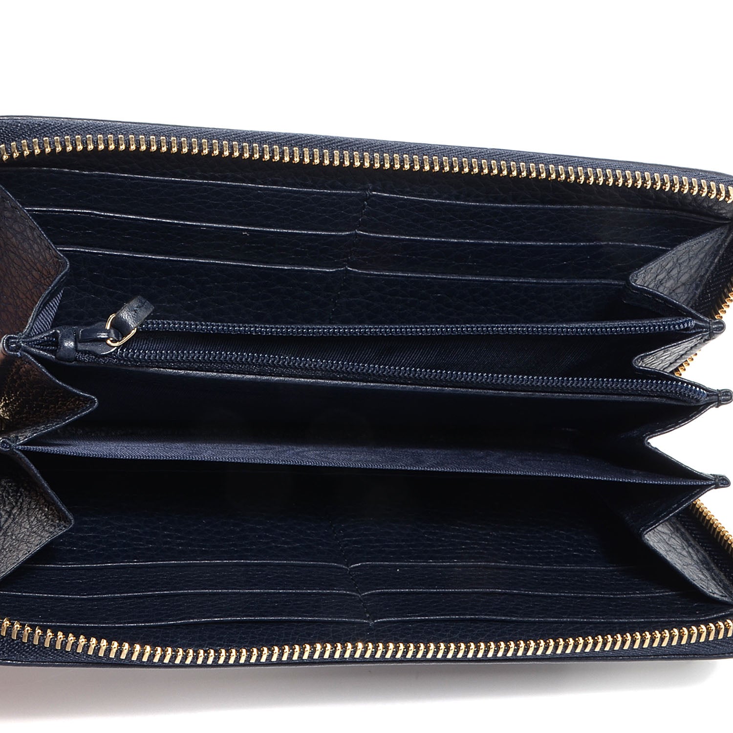 Gucci Pebbled Calfskin Soho Zip Around Wallet Blue 6 of 8