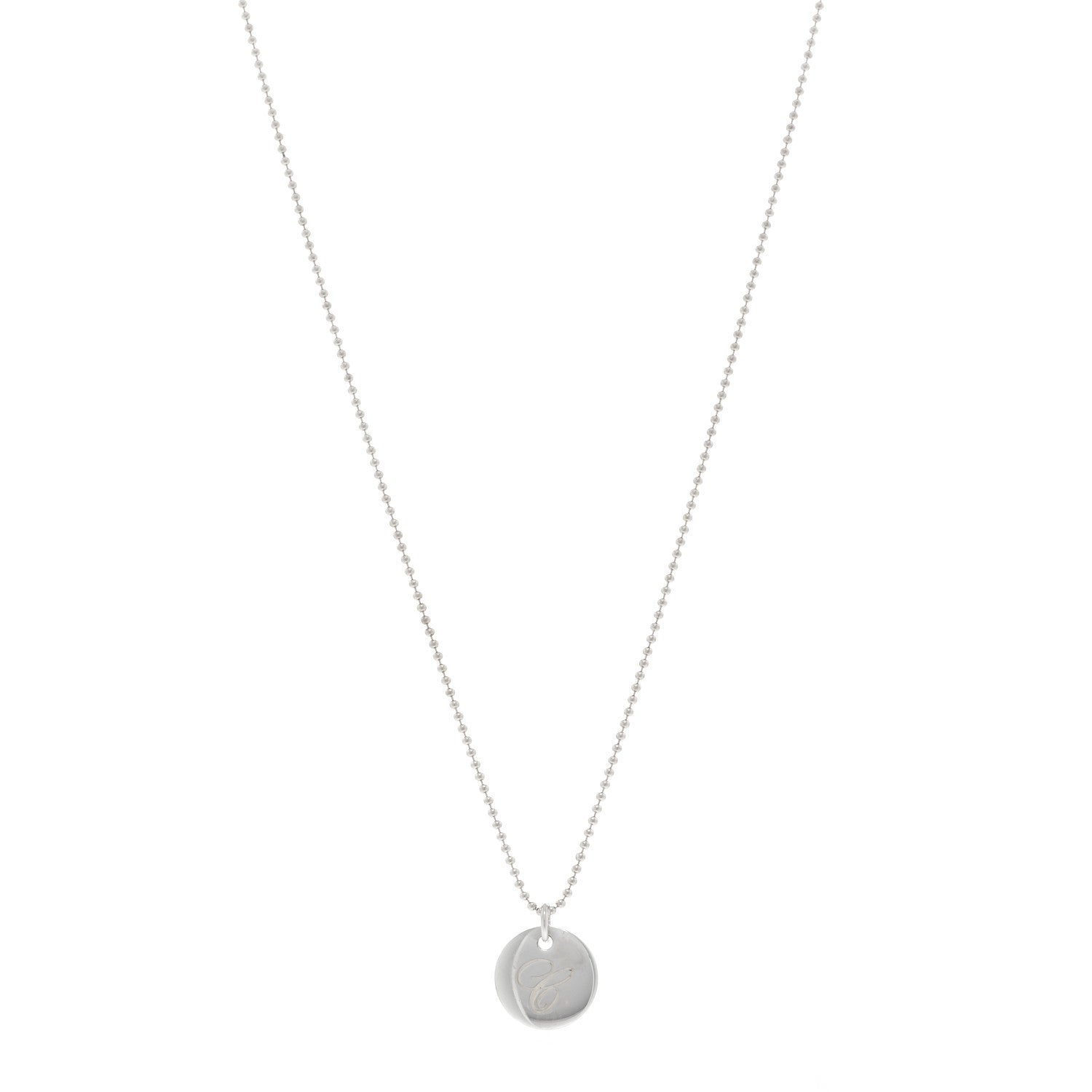 Tiffany Sterling Silver Letter C Disc Pendant Necklace 1 of 5