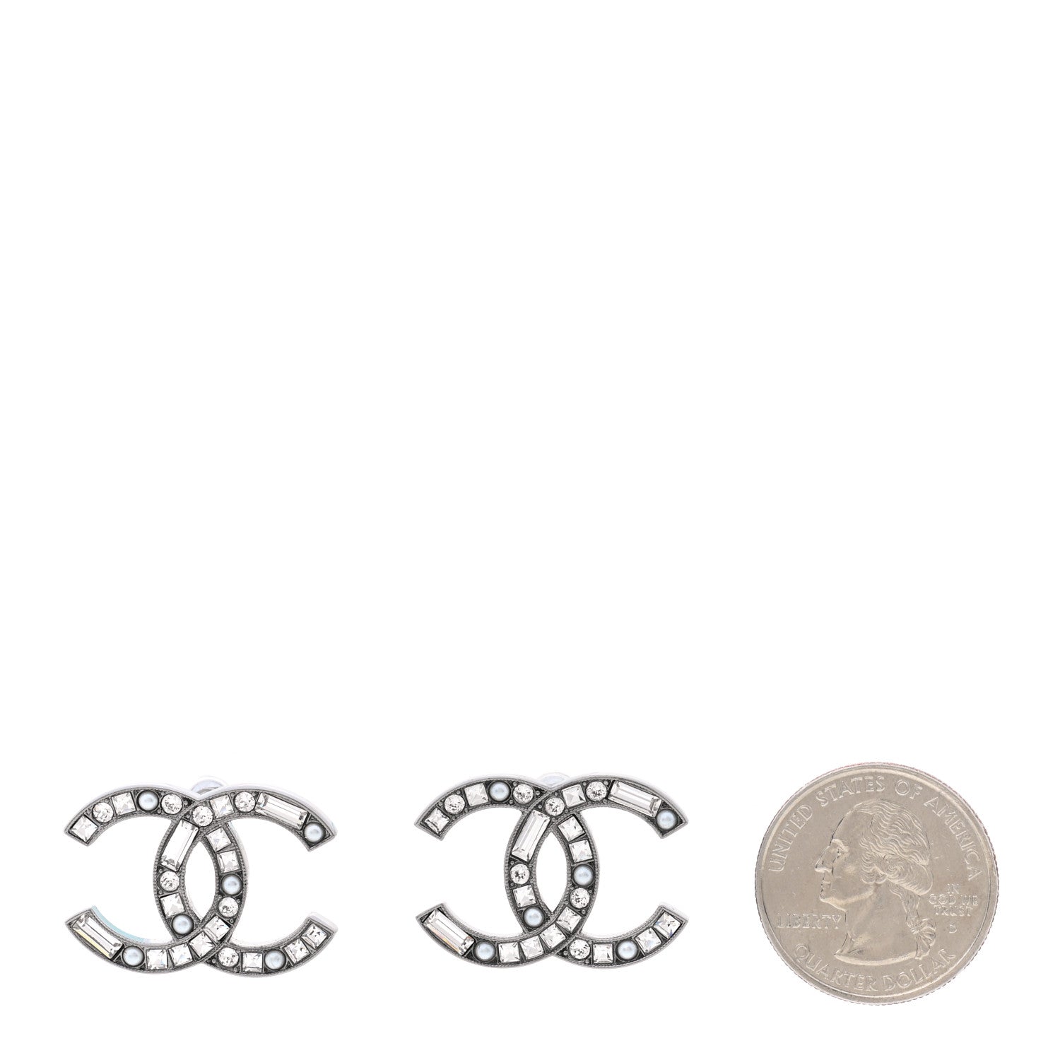 Chanel Baguette Crystal Pearl CC Bright Young Things Earrings Ruthenium 2 of 5