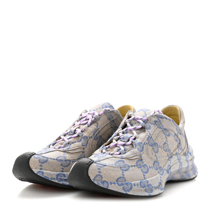 Gucci Ultralight Plume Calfskin Monogram Printed Womens Gucci Run Sneakers 40.5 Beige Blue 4 of 11