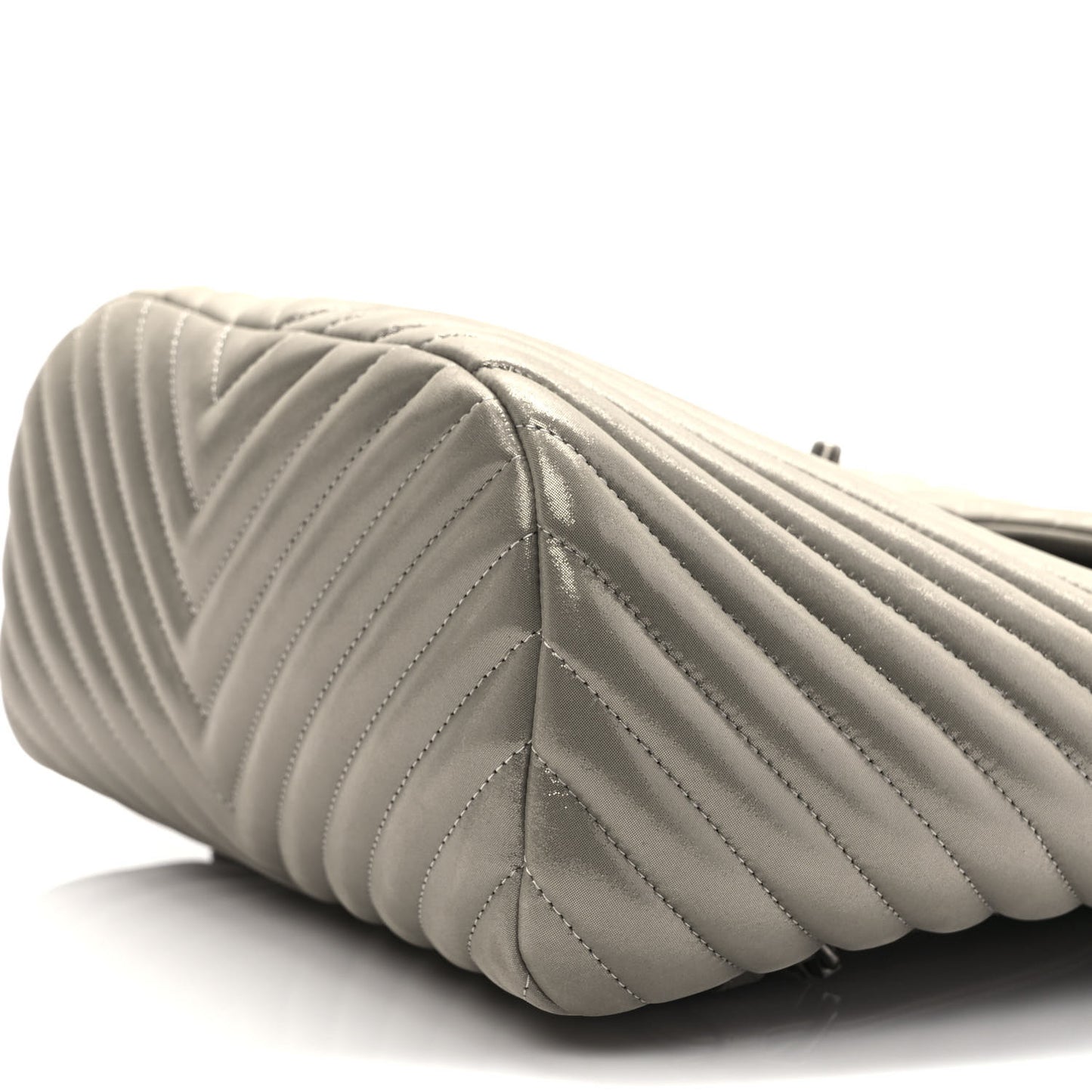 Iridescent Calfskin Chevron Quilted Small Urban Spirit Backpack Silver