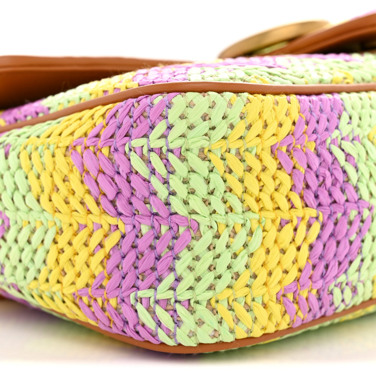Calfskin Raffia Woven Small GG Marmont Shoulder Bag Multicolor