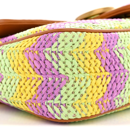 Gucci Calfskin Raffia Woven Small GG Marmont Shoulder Bag Multicolor 9 of 10