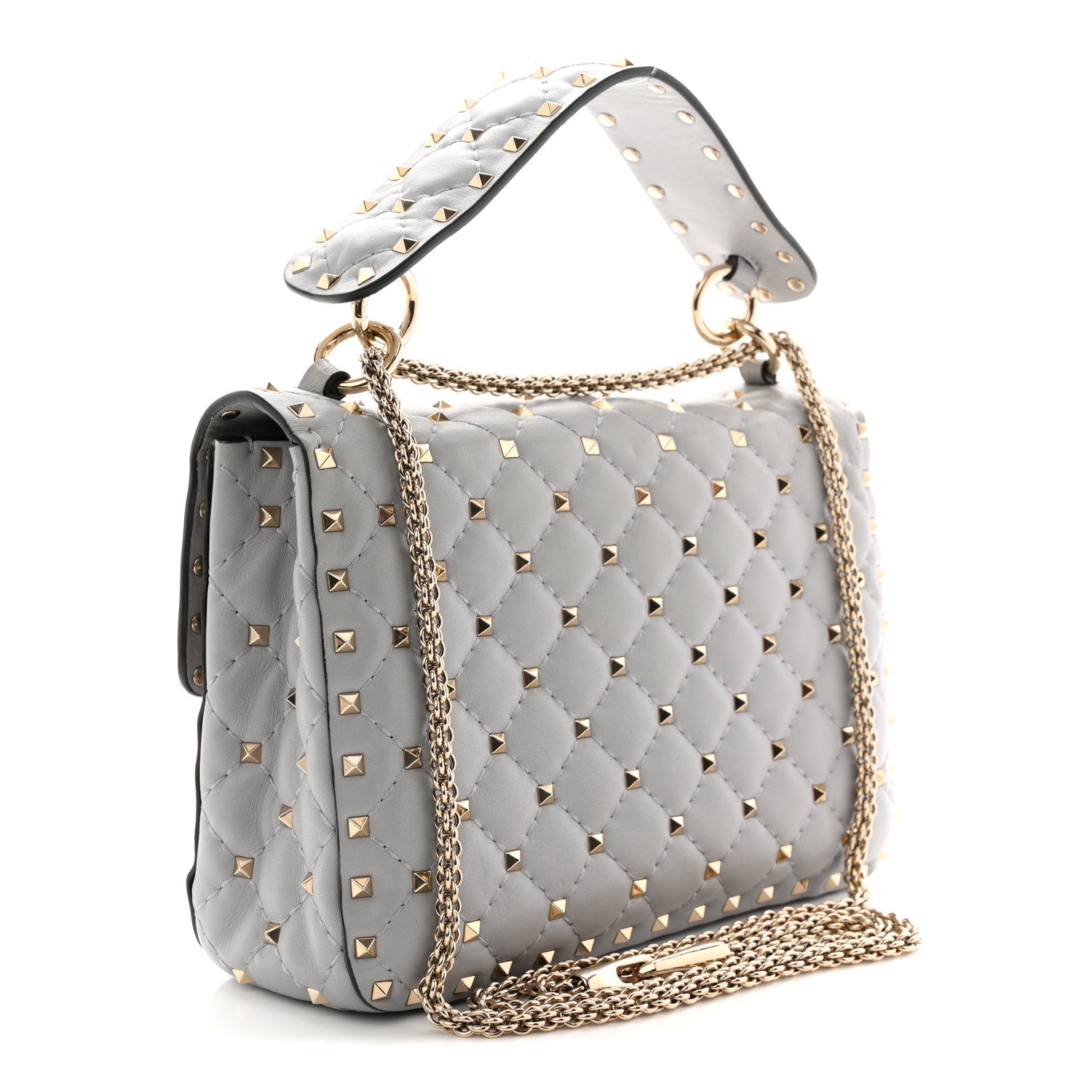 Valentino Garavani Nappa Medium Rockstud Spike Shoulder Bag Pastel Grey 3 of 12