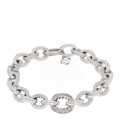 David Yurman Sterling Silver Diamond 15mm Large Oval Link Bracelet 1 of 3